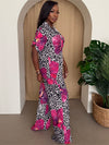 Leopard & Floral Print Pant Shirt Set