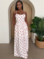 Cherry Print Spaghetti Strap Maxi Dress