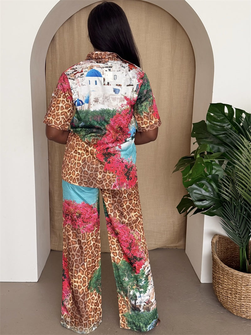 Santorini Jungle Print Shirt & Pant Set