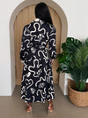 Black & Ivory Long Sleeve Shirt Dress