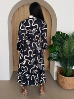 Black & Ivory Long Sleeve Shirt Dress