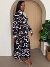 Black & Ivory Long Sleeve Shirt Dress