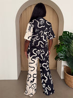 Black & Ivory Botanical Print Pant Set