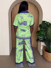 Lime Blue Mediterranean Print Shirt & Pant Set