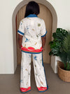 White Crane & Jewel Print Shirt and Pant Set