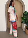 Tropical Rose Print Shirt & Pant Set
