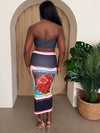 Black Rose Tube Top & Midi Skirt Set