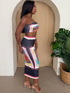 Black Rose Tube Top & Midi Skirt Set