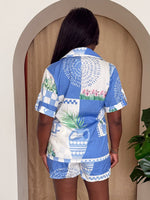 Santorini Charm Blue & White Short Set