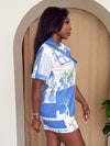 Santorini Charm Blue & White Short Set