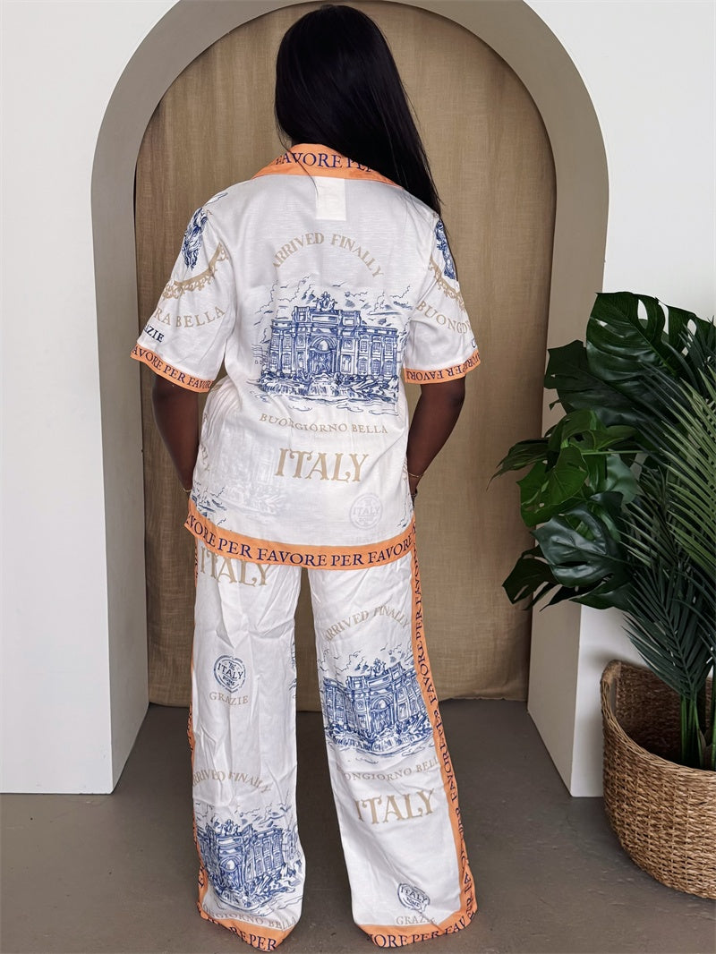 Italian Escape Resort Shirt Pants Set