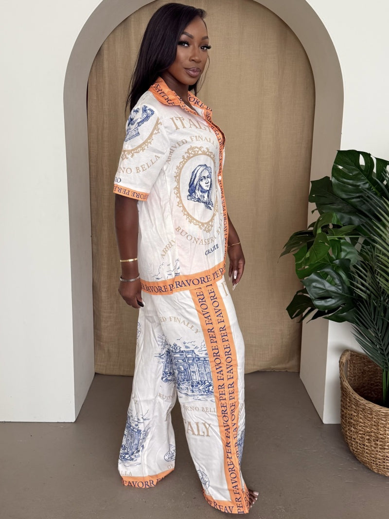 Italian Escape Resort Shirt Pants Set