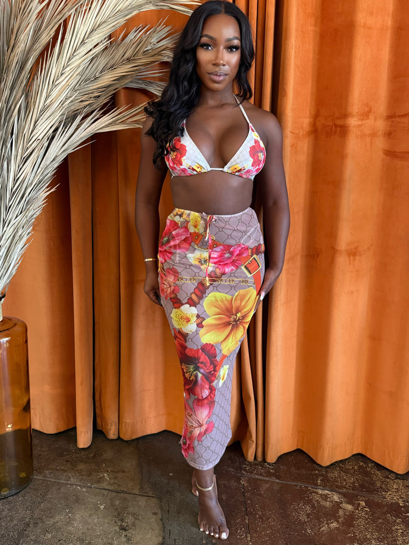 Mesh midi cover-up skirt