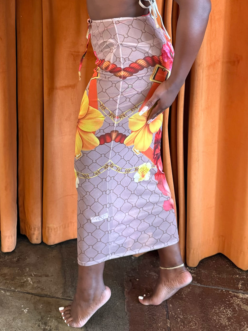Mesh midi cover-up skirt