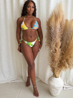Vibrant Playful Tropical Floral Resort Wear Swimwear Bikini