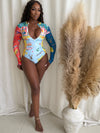 Summer Oceanic Dream Resort Wear Longsleeve Swimwear One Piece