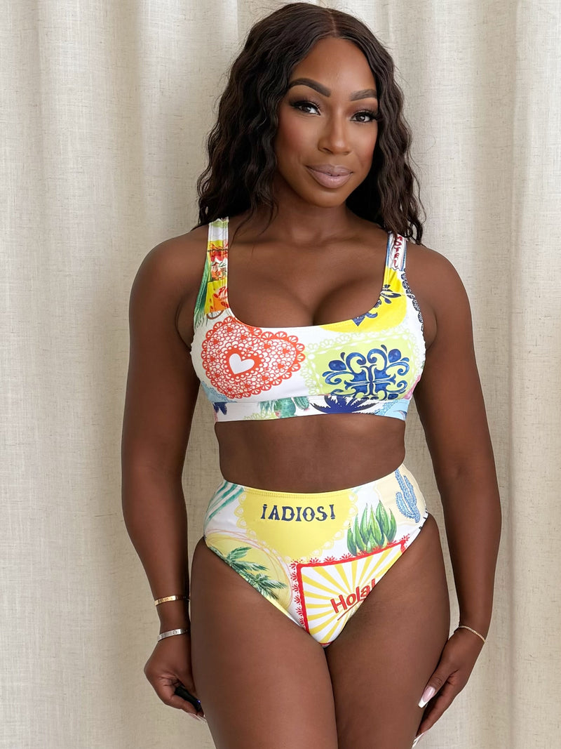 Fun Playful Floral Pattern Resortesort Wear Swimwear Bikini