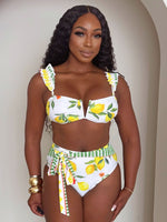 Lemon Grove Ruffle-Shoulder High-Waist Bikini