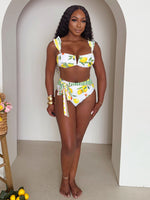 Lemon Grove Ruffle-Shoulder High-Waist Bikini