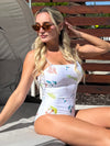 Endless Moon MS48 white one-piece with tropical drink print