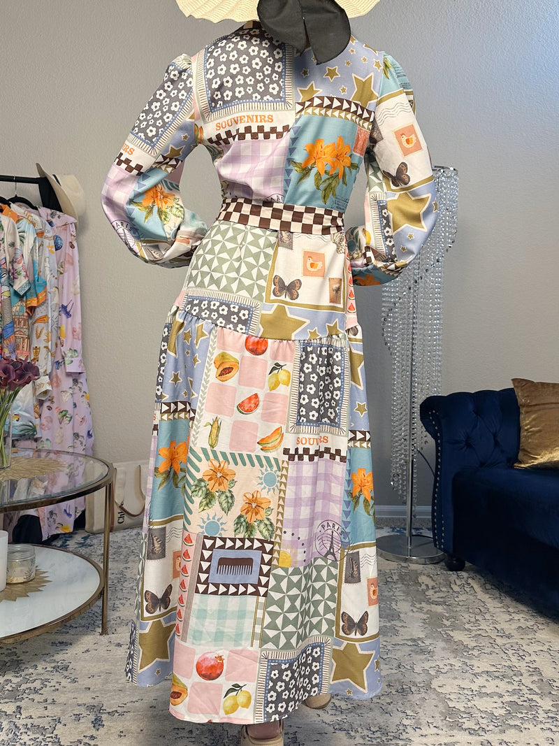 Patchwork Souvenir Maxi Dress – Resort Elegance Collection