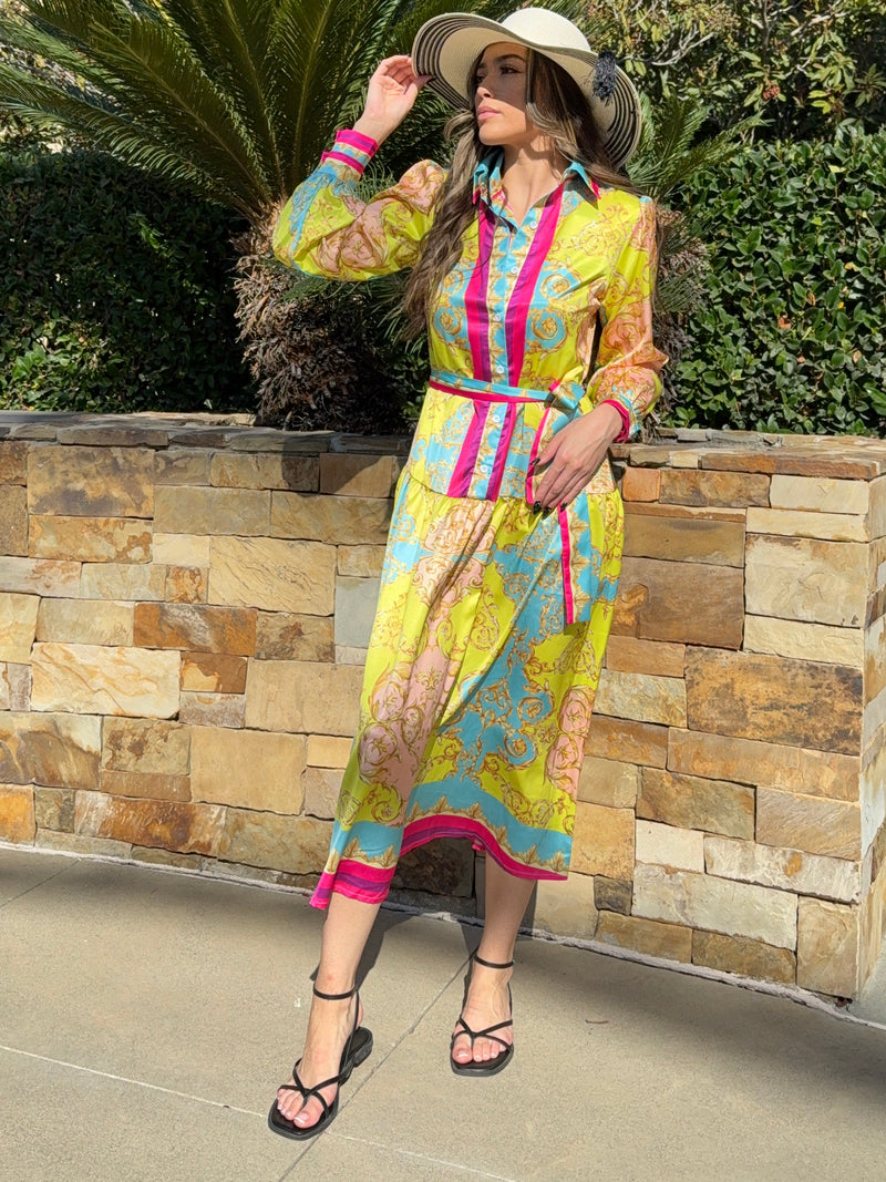 Vibrant Elegance Resort Midi Dress