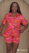 Tropical Resort Shorts Set – Bold Floral & Leopard Vacation Set