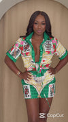Monaco Royale | Printed Button-Up Resort Shirt & Drawstring Shorts Set
