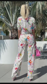 Romantic Blooms Garden Party Pant And Shirt Resort Wear Set