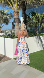 Colorful Mediterranean Nautical Resort Wear Maxi Dress