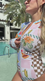 Sunny Escape Long-Sleeve One-Piece – Tropical Luxe Swimwear