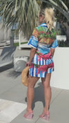 Coastal Views Vibrant Stripe Short and Shirt Resort Wear Set