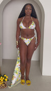 Amalfi Citrus Charm – Lemon Print Triangle Bikini Set
