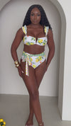 Lemon Grove Ruffle-Shoulder High-Waist Bikini