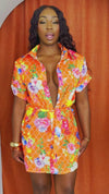 Summer Tropic Floral Bloom Resort Wear Mini Dress