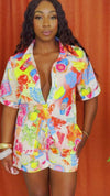 Sunny Cocktail Fruit Short and Shirt Resort Wear Set