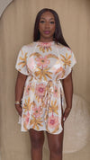 Tropical Bloom Sheer Tie-Waist Cover-Up