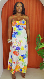 Exotic Tropical Floral Bloom Paradise Resort Wear Maxi Dress