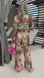 Vibrant Tropical Fun and colorful Pant And Shirt Resort Wear Set