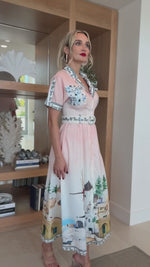 Pink Greek Village Shirt Dress for Seaside Getaways