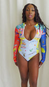 Summer Oceanic Dream Resort Wear Longsleeve Swimwear One Piece