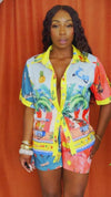 Retro Tropical Dream Pop Island Short and Shirt Resort Wear Set