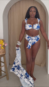 Santorini Breeze Blue & White Ruffle Bikini Set